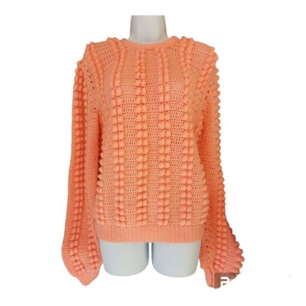 Vintage 1980s sorbet orange popcorn knit sweater sz m MINT CONDITION